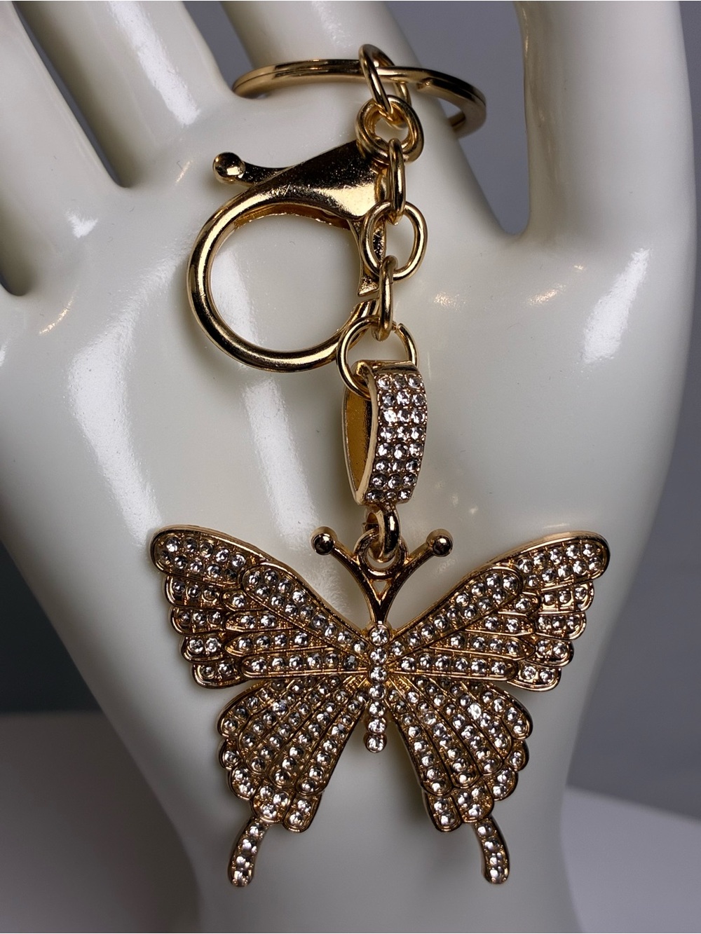 Gold Crystal Butterfly Keychain & Bag Charm - Picture 2 of 5